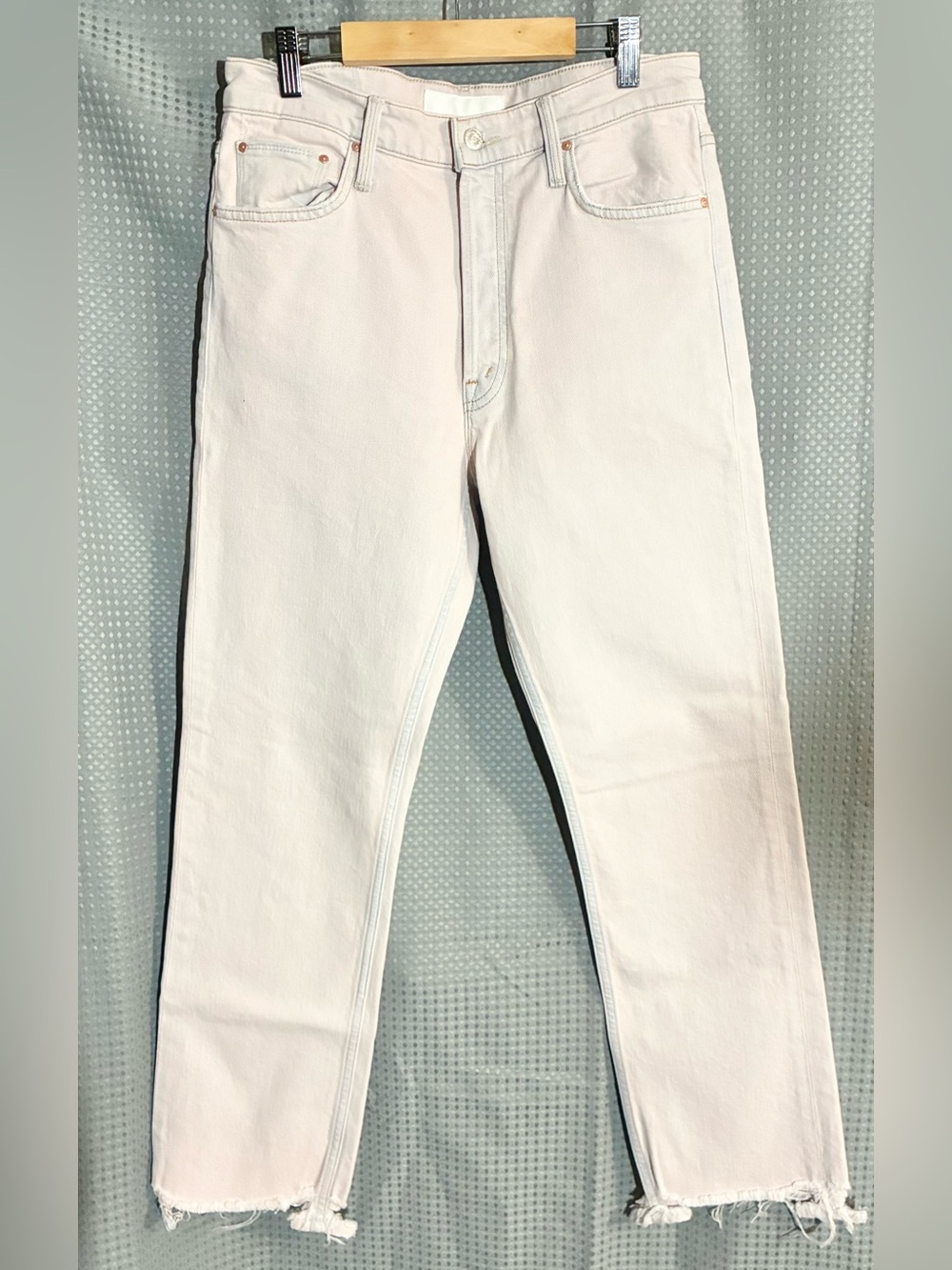 Mother Superior Tomcat Ankle Jeans Dunked in Trouble Sz 30 Light Pink Button Fly